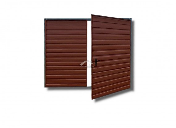 Dwuskrzydłowa brama do muru 3x2m - panel poziomy wąski, kolor bordowy BTX 3009