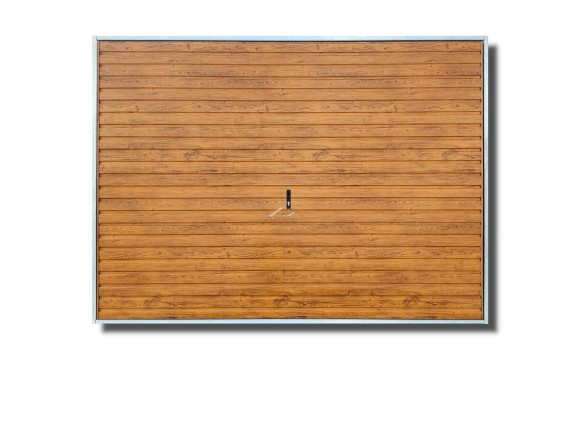 UCHYLNA BRAMA DO MURU 3x2,5m - PANEL POZIOMY WĄSKI, OCIEPLENIE, KOLOR DREWNOPODOBNY SOSNA