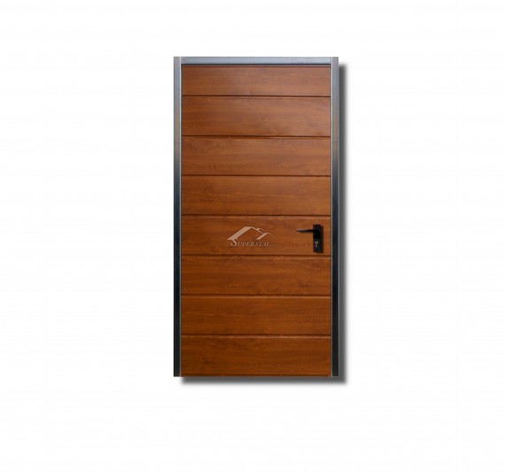 LEWE DRZWI DO MURU 0,9x2m - PANEL POZIOMY SZEROKI, KOLOR DREWNOPODOBNY ZŁOTY DĄB