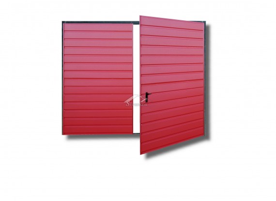 Dwuskrzydłowa brama do muru 3x2m - panel poziomy wąski, kolor wiśnia RAL 3005
