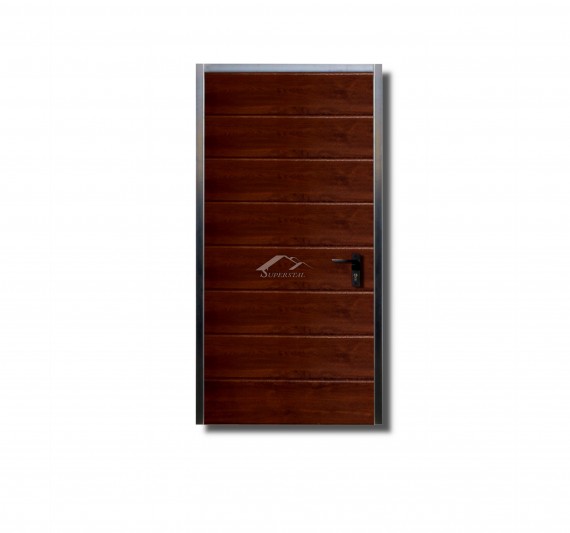 LEWE DRZWI DO MURU 0,9x2m - PANEL POZIOMY SZEROKI , OCIEPLENIE, KOLOR DREWNOPODOBNY ORZECH