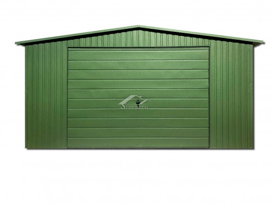 AKRYLOWY GARAŻ BLASZANY LUX 5,5X6 - DWUSPADOWY DACH, BRAMA UCHYLNA
