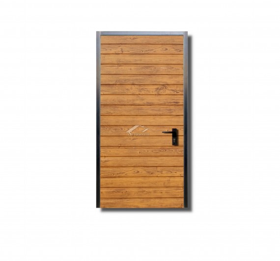 LEWE DRZWI DO MURU 0,9x2m - PANEL POZIOMY, OCIEPLENIE, KOLOR DREWNOPODOBNY SOSONA