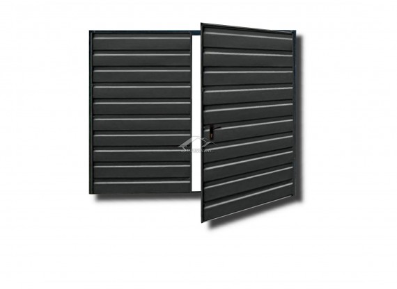 Dwuskrzydłowa brama do muru 3x2m - panel poziomy szeroki, kolor grafit RAL 7016