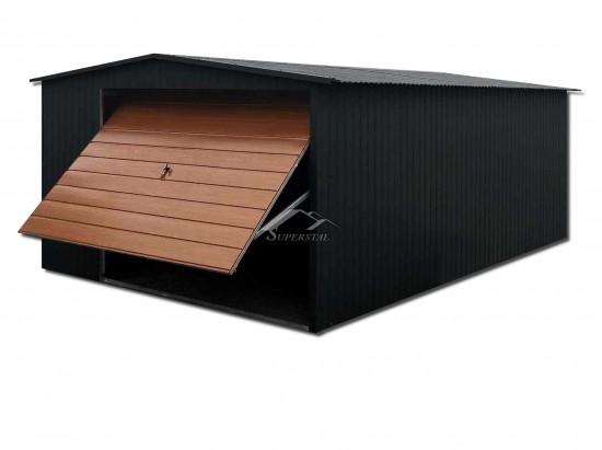 AKRYLOWY GARAŻ BLASZANY LUX 4X7,5 - DWUSPADOWY DACH, BRAMA UCHYLNA