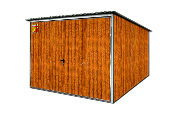 DREWNOPODOBNY GARAŻ BLASZANY 2X4 – SPAD DACHU DO TYŁU, BRAMA UCHYLNA